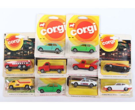 Ten Carded Corgi  Junior Models, 16 Rover 3500 Police Car, 31 Land Rover breakdown, 92 VW Polo, metallic green, 92 VW Polo, d