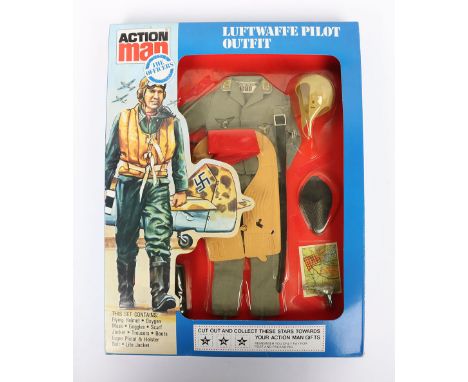 Action Man The Officers Luftwaffe Pilot Outfit, circa 1978 Cat No. 34415, contents: Flying helmet, oxygen, mask, goggles, sca