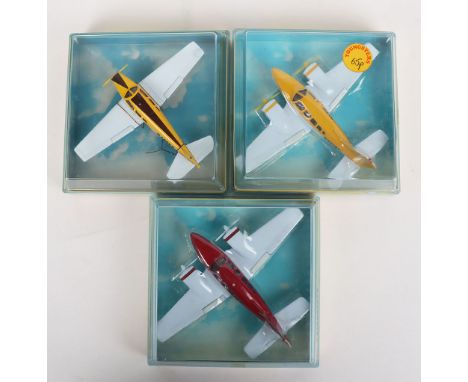 Three Corgi Aircraft Models,1301 Piper Cherokee Arrow white/brown/yellow, 1302 Piper Navajo yellow/white and 1302 Piper Navaj