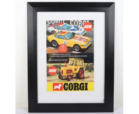 Corgi New C50 Massey Ferguson Tractor original shop poster, plus New C323 Ferrari Daytoa 365 GTB/4, C324 JCB/Corgi Le Mans 19