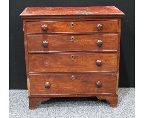 A Victorian mahogany chest of drawers, moulded rectangular top above four long graduated cockbeaded drawers, bracket feet, 99