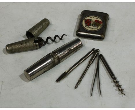 Boxes and Objects - a folding corkscrew; folding tools; a Carlisle Vesta case (3) 