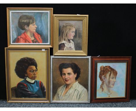 Pictures and Prints - a collection of portrait studies, oil on board, one signed and dated 1947 (5) 