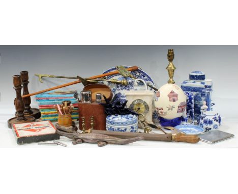 Ceramics and Boxes &amp; Objects - a leather riding crop; a large blue and white Rington?s advertising tea caddy; a child?s t