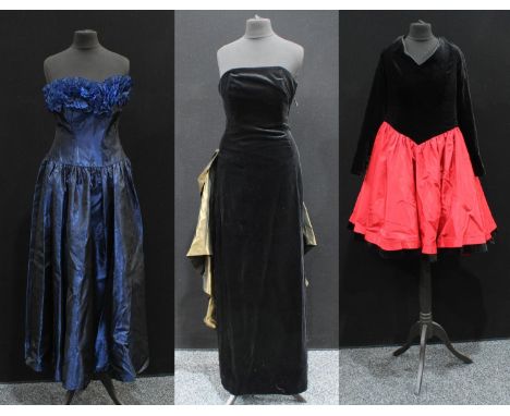 Vintage Costume - a Laura Ashley velvet and taffeta dress; others similar (3) 