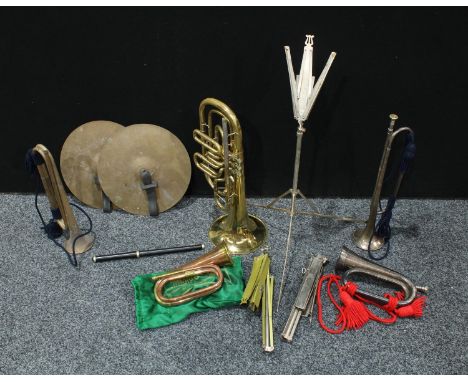 Musical Instruments - a Lafleur Boosey &amp; Hawkes cornet; a Barratts military bugle in bag etc (quantity) 