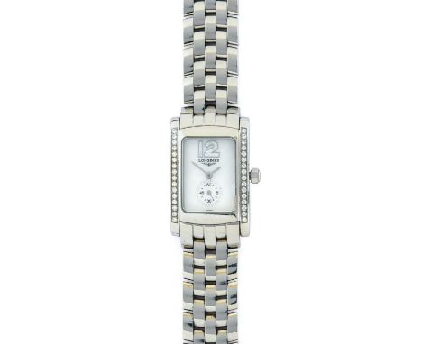 Longines: A Lady's Diamond Set Rectangular Wristwatch, signed Longines, model: DolceVita, ref: L5.155.0, circa 2008, quartz m