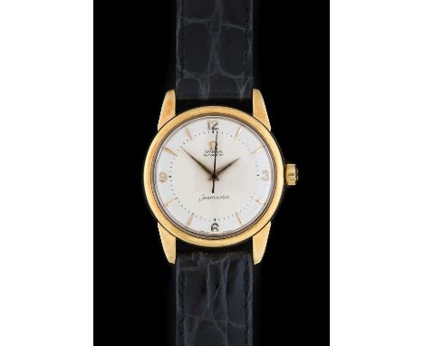 Omega: A Rare 18 Carat Gold Automatic Centre Seconds Wristwatch, signed Omega, model: Seamaster, 1957, (calibre 501) lever mo