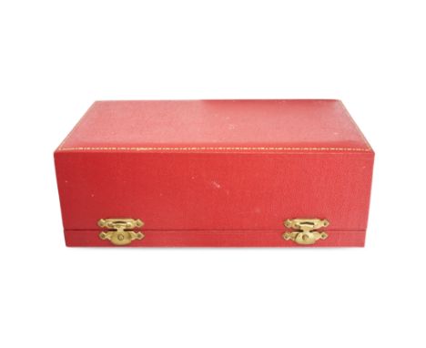 CARTIER, A VINTAGE DISPLAY BOX red leather, 16.8cm.&nbsp;
