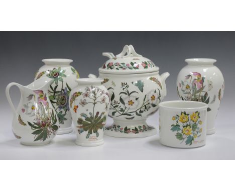 Six pieces of Portmeirion Botanic Garden pattern pottery, comprising a large soup tureen, cover and ladle, height 31cm, three