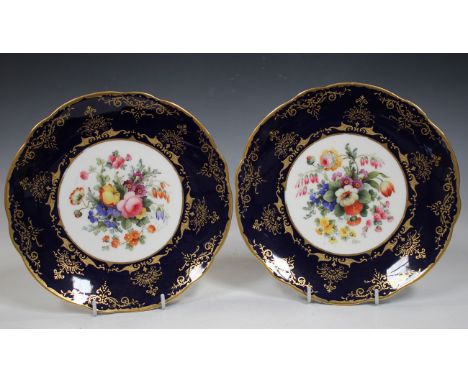 A mixed group of English and Continental pottery and porcelain, 19th and 20th century, including a pair of Coalport cobalt bl