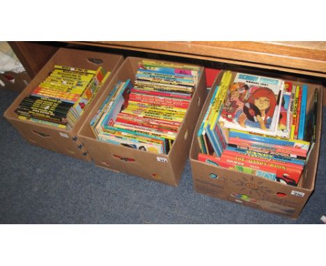 Three boxes of assorted vintage annuals to include Tiger annual, Krazy, The Bees Book, The Dandy Book, Disneyland annual, Sch