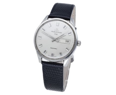 Jaeger-LeCoultre. A stainless steel automatic wristwatch with day and date, Club, circa 1970. Movement: cal. 1906, automatic,