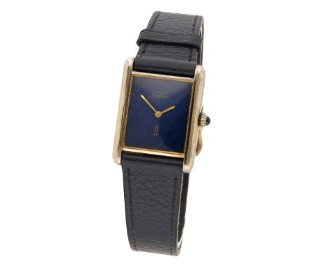 Must de Cartier. A lady’s gold plated rectangular wristwatch, Tank, circa 1980. Movement: cal. 78-1, manual winding, 17 jewel