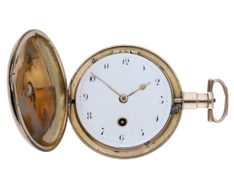 Daw, Cheapside, London. A gold hunting cased verge watch, no. 13903, 1801. Movement: gilded full plate, verge escapement, fin
