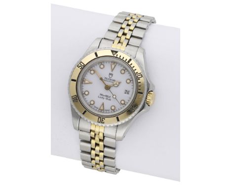 Tudor. A lady’s stainless steel and gold plated automatic wristwatch with date and bracelet, Princess Oysterdate Lady-Sub, Re