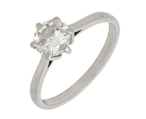 A diamond single stone ring, the brilliant-cut diamond mounted in platinum, London hallmark, diamond weight approximately 1.0