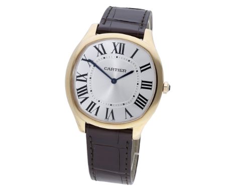 Cartier. A pink gold cushion-form extra-flat wristwatch, Ref. 3967, Drive de Cartier, circa 2020. Movement: cal.430 MC, manua