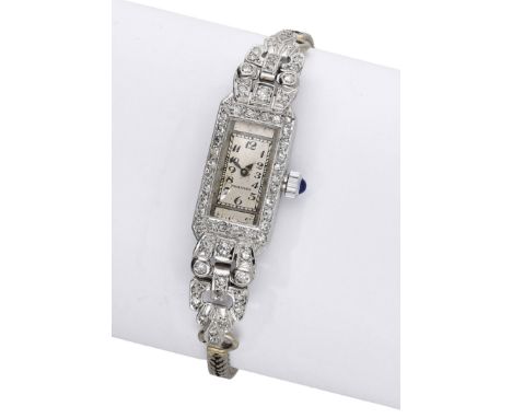 Tavannes. A lady’s platinum and diamond-set cocktail watch, circa 1930. Movement: cal. 354, manual winding, 15 jewels. Dial: 