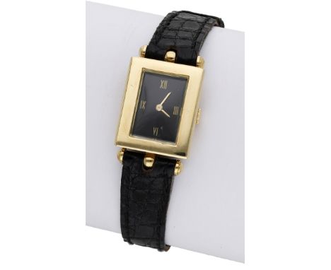 Universal / Van Cleef & Arpels. A lady’s rectangular wristwatch, circa 1960. Movement: manual winding, 17 jewels. Dial: black