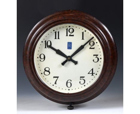A Rolls-Royce showroom type clock, with Arabic numerals, in a bakelite case, 29 cm diameter