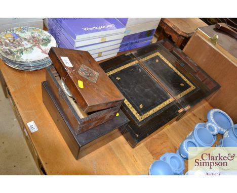 A 19th Century writing slope AF together with two trinket boxes etc