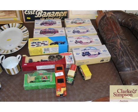 A quantity of boxed Corgi buses etc, and other die cast Vehicles c/w vendors list