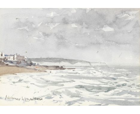 Norman Wilkinson (British, 1878-1971)A coastal scene; Boats beside a jetty both signed 'Norman Wilkinson' (lower left)waterco
