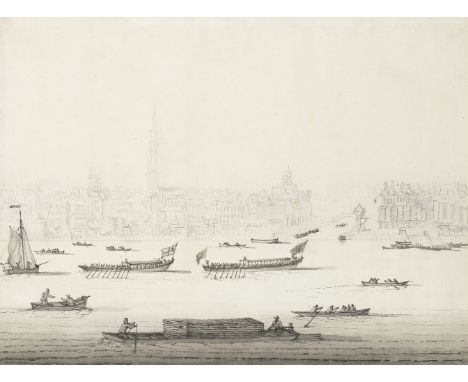 Attributed to Francis Swaine (London circa 1720-1782)Thames shipping, a pair both bear a title and signature 'F Swaine' (on l