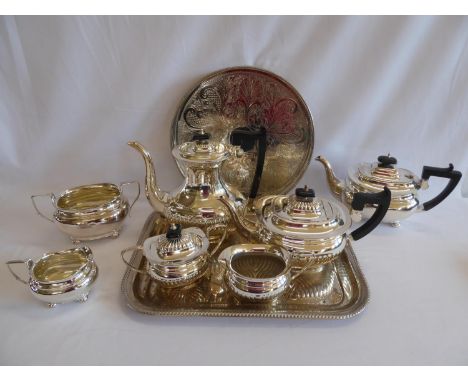 Viners silver plated tea set and another and trays