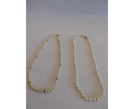 Pearl necklaces with gold clasps (2)