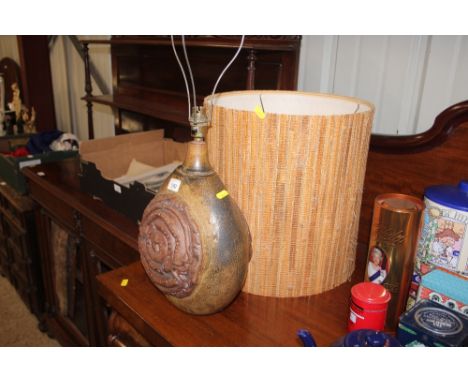 A Bernard Rooke pottery lamp and shade 