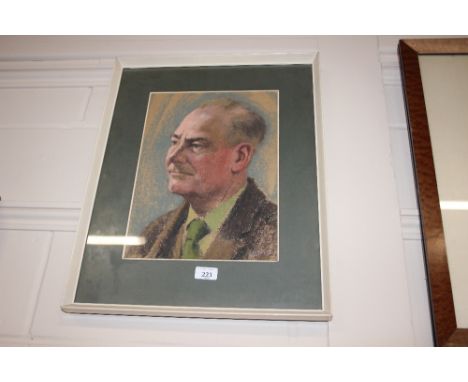 A framed and glazed pastel portrait study of a gentleman 