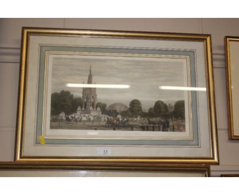 A 19th Century coloured print, "Albert Memorial Hyde Park"