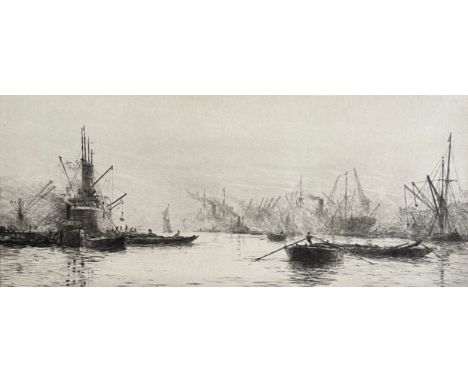 William Lionel Wyllie (British, 1851-1931),The Royal Albert Dock, London,Etching on paper,Signed to lower left,Lawrences Auct