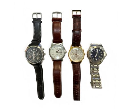 Four Gentleman's Wristwatches to include Sekonda Chronograph 50 Metres, Phillipe Marcel Stainless Steel, Timex Perpetual Cale