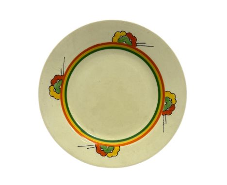 Clarice Cliff for Wilkinson Bizarre pattern Honey glaze plate. Small chip to rim. Diameter 20cm.