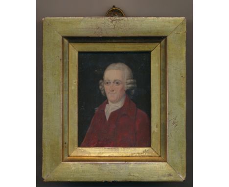 English School (18th / 19th Century),Miniature portrait of Samuel Hext,Watercolour on ivory,Unsigned,Labelled to reverse for 