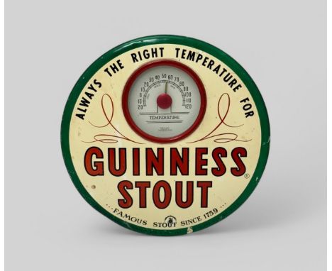 Guinness, an original American Circular Guinness Stout Thermometer. ALWAYS THE RIGHT TEMPERATURE FOR GUINNESS STOUT. Famous S