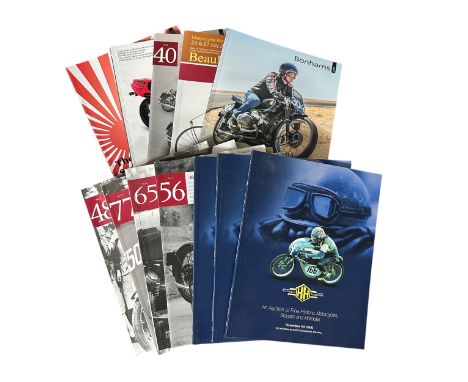 Motorcycle auction catalogues, range of Bonhams, Brooks and H&amp;H Classic, generally excellent to good plus. Contents appea