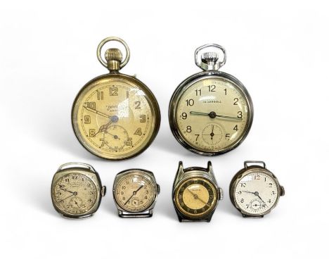 Selection of Watch Faces and Pocket Watches to include Services Army Pocket Watch, Ingersoll Pocket Watch, Services Aerist, K