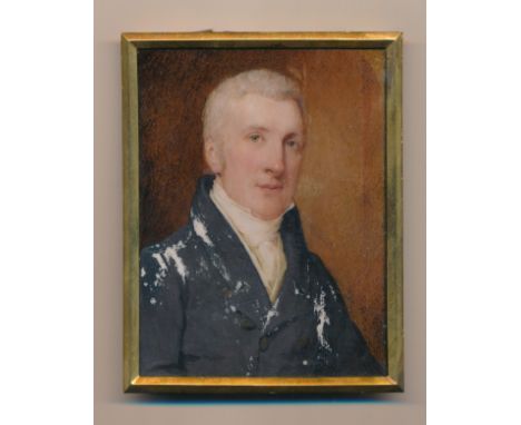 English School (18th / 19th Century),Portrait of a well-dressed Gentleman,Watercolour on ivory,Unsigned,Rectangular, Deterior