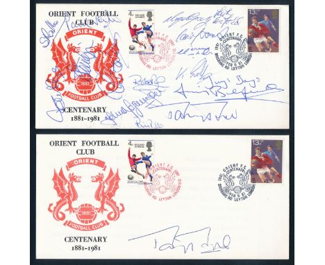 Leyton Orient, squad signed First Day Covers 1981. Pair of Orient Football Club Centenary cover signed by playing squad and m