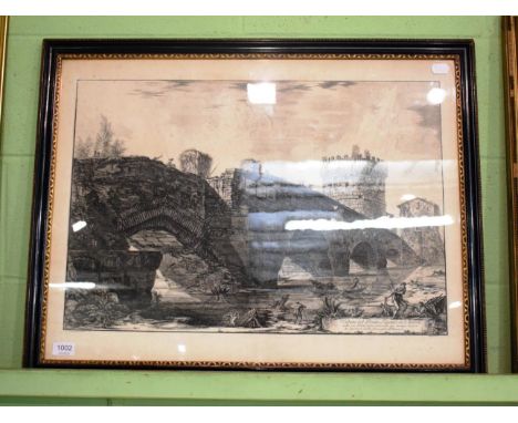 Piranesi etching of the Ponte Lugano su I'Anione 