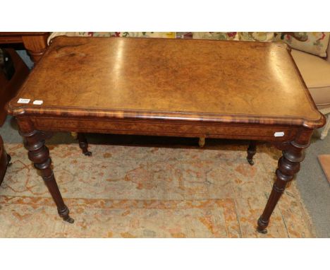 A Victorian burr walnut and crossbanded fold-over card table, circa 1870