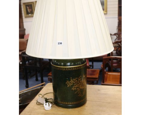 A pair of 'caddy' lamps and shades