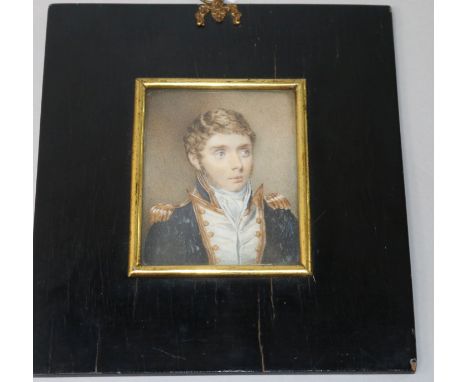 Alice James (fl. 1887-1897), miniature portrait of a young 19th century naval officer, watercolour on ivory, signed and dated