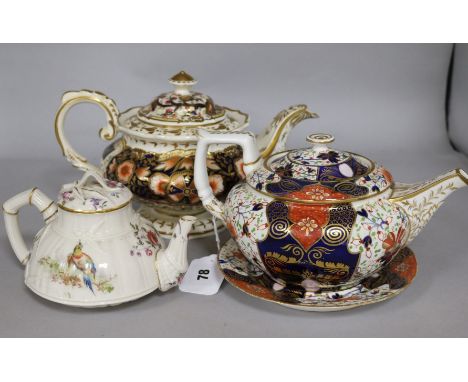 Two Imari pattern teapots & covers, Royal Worcester teapot & cover