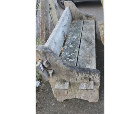 An oak garden bench