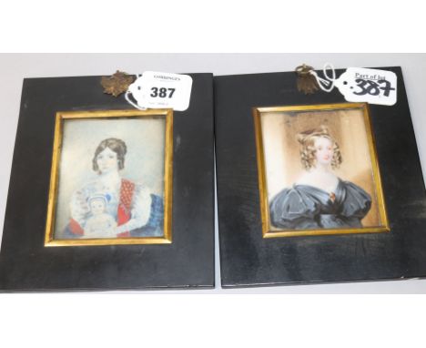 J Marchmont Moore (fl. c 1835), miniature portrait of Eliza Cazamajor Rogers (1806-1849), and another of Ann Marting Arnold a